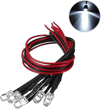 DOITOOL 20pcs White Pre-Round Shape Led Bulb Lamp Low Power Consumption Flexible Cable for Toys and Decorations