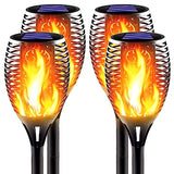 Large Solar Torch Light with Flickering Flame, 4 Pack