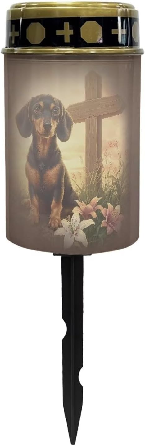 Puppy Solar Grave Lights for Cemetery Flower Flameless Solar Powered Light for Prayer Garden Path Park Lights