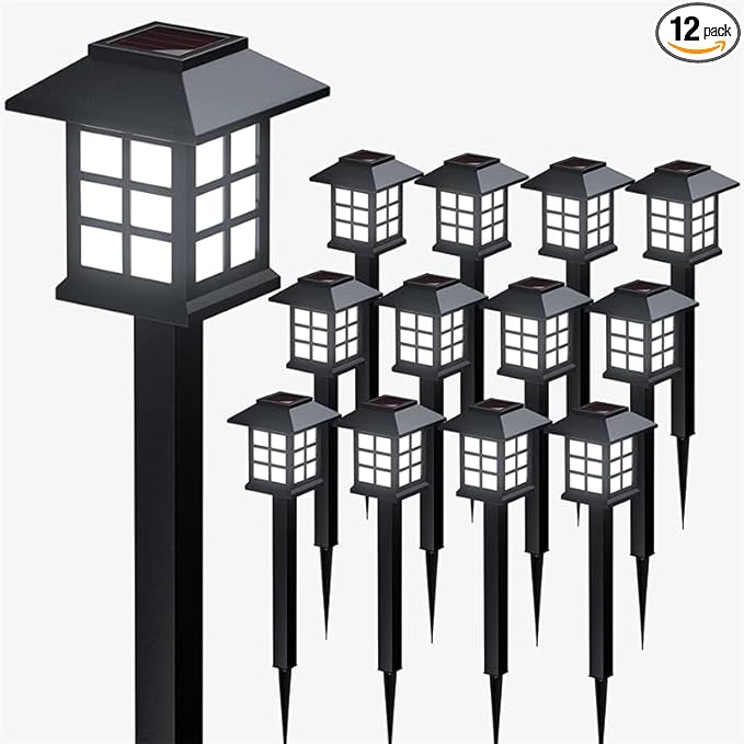 Solar Outdoor Lights, 12 Pack Solar Pathway Lights, Waterproof, Landscape Lighting Suitable for Pathways, Walkways, Lawns, Gardens, Courtyards and Outdoor Decorations