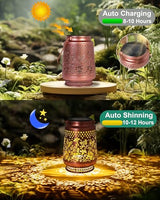 Solar Lanterns Outdoor Waterproof Hummingbird Elegant Garden Decor Birthday Gifts for Women Mom Grandma Sister Metal Hanging Solar Lights Outside Gardening Decorations for Backyard, Patio, Lawn, Porch