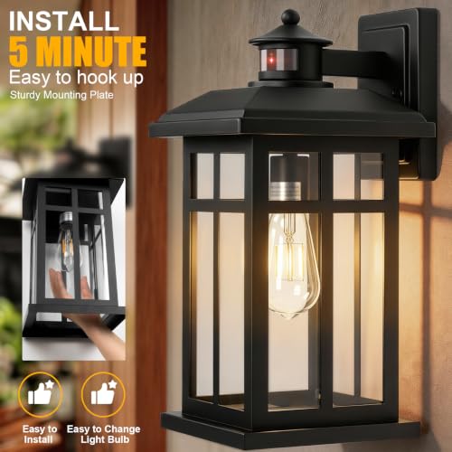 Brilvibera 2-Pack 16" Large Black Outdoor Wall Light