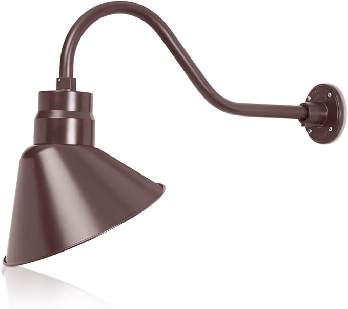 12in. Architectural Bronze Angle Shade Gooseneck Sign Light Fixture with 22in. Long Extension Arm - Wall Sconce | Lumora