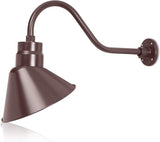 12in. Architectural Bronze Angle Shade Gooseneck Sign Light Fixture with 22in. Long Extension Arm - Wall Sconce | Lumora