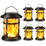 Solar Lanterns Outdoor Waterproof, 4 Pack Upgraded Flickering Flame Hanging Solar Lights, Solar Powered Decorative Lanterns for Garden Patio Porch Table Decor Gifts
