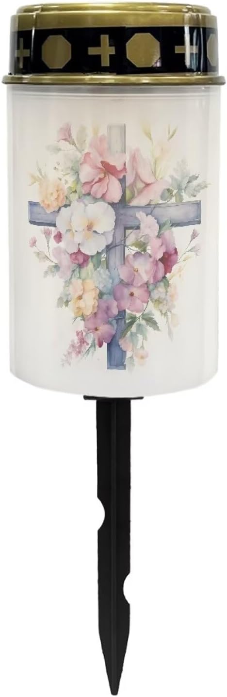 Crucifixion Solar Lights Outdoor Cemetery Floral Be Still and Know That I am God Cemetery Solar Lights Solar Lights Grave Decorations for Cemetery Dad