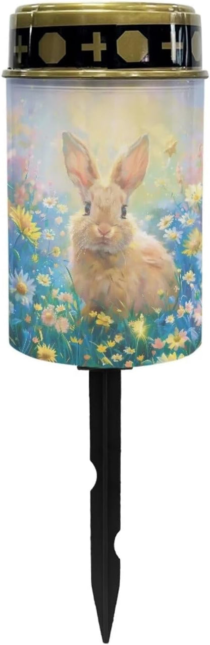 Rabbit Solar Garden Stake Lights - Waterproof Solar Pathway Lights for Decorative Memorial, Landscape, Yard, Lawn, Grave, Cemetery Decoration
