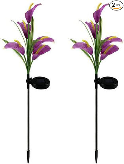 Aolyty Solar Garden Lights Outdoor Decor, Multi-Color Changing LED Solar Calla Lily Flower IP65 Waterpoof Landscape Lghting for Lawn Garden Yard Pathway Decoration (Purple, 2 Pack)