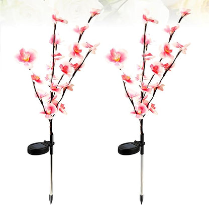 VICASKY 2pcs Solar Garden Lights Orchid Shape Outdoor Landscape Lighting Solar Pathway Lamps for Yard Driveway Pink Lawn Lights
