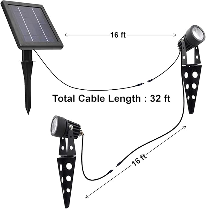 Mini 50X Twin Solar-Powered Flag Pole Light Cast Aluminium Cool White LED Spotlight 60-100 Lumen Per Light Fixture | Lumora