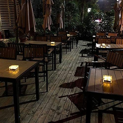 Solar Ice Glass Light,2 Packs Solar Powered Garden Lights, Waterproof IP68 Outdoor Table & Path Lights, Decorative Ice Cube for Yard (Warm White)