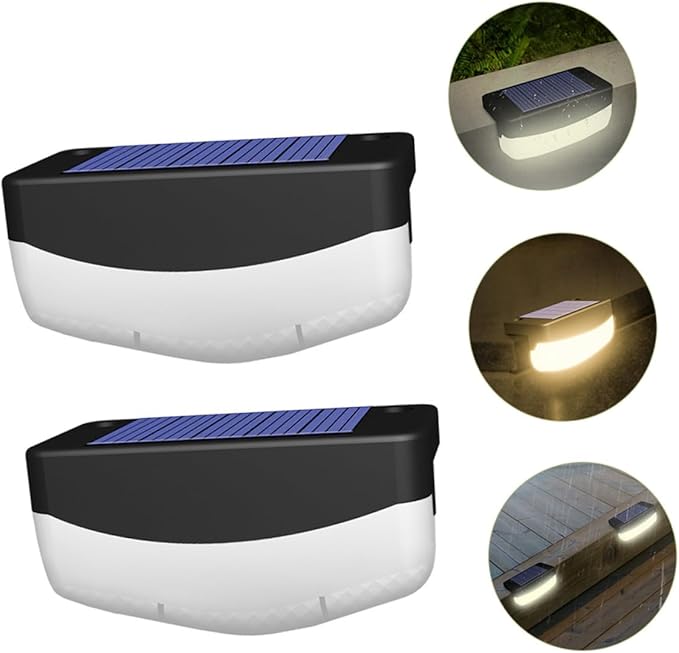 PartyKindom 2pcs Solar Stair Lamps for Outdoor Decks and Garden High-Efficiency Solar Panels LED Step Lights for | Lumora