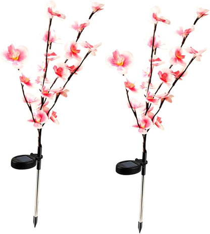 Mipcase 2pcs Solar Flower Light Stakes Shape Outdoor Ground Plug Lights for Garden Lawn Walkway and Landscape Lighting Energy Saving Solar Powered Design