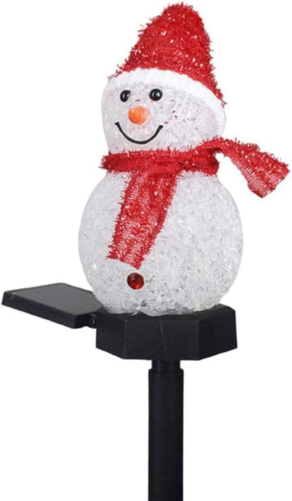 Solar Garden Lights Snowman Solar Christmas Light,Waterproof Snowman Shape Outdoor Solar Garden Stake Light,Decorative Solar Pathway Light LED Snowman Light for Patio Yard (Color : Red)