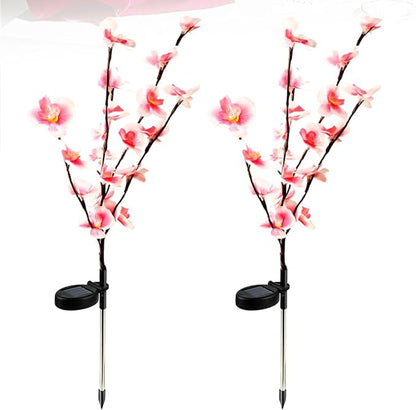 Luxshiny 2pcs Orchid Shape Solar Garden Lights Outdoor Landscape Pathway Stake Lights Pink for Yard Backyard Decorative Solar Lighting