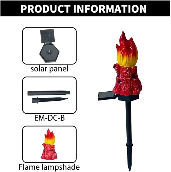 Solar Lights Outdoor，Flame-Shaped Waterproof Auto On/Off Solar Christmas Lights for Balcony, Terrace, Lawn, Courtyard, Garden, Beach. (Long)