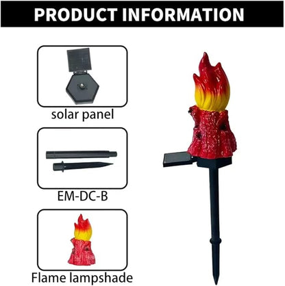 Solar Lights Outdoor，Flame-Shaped Waterproof Auto On/Off Solar Christmas Lights for Balcony, Terrace, Lawn, Courtyard, Garden, Beach. (Long)