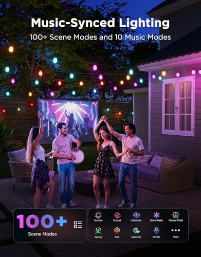 Govee S14 Bulb Outdoor String Lights 2, 144ft RGBICWW, 45 LED Bulbs, IP66 (Pack of 2)