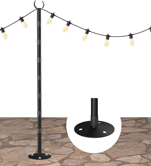 10Ft String Light Poles for Hard Surfaces, Outdoor Light Stand for Backyard, Garden & Patio Party Lighting | Lumora