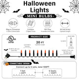 TW SHINE Purple and Orange Halloween Lights, 20FT 100 Count Incandescent Mini String Lights, Waterproof Halloween Decorations for Outdoor Indoor Patio Home Party Garden Yard Decor