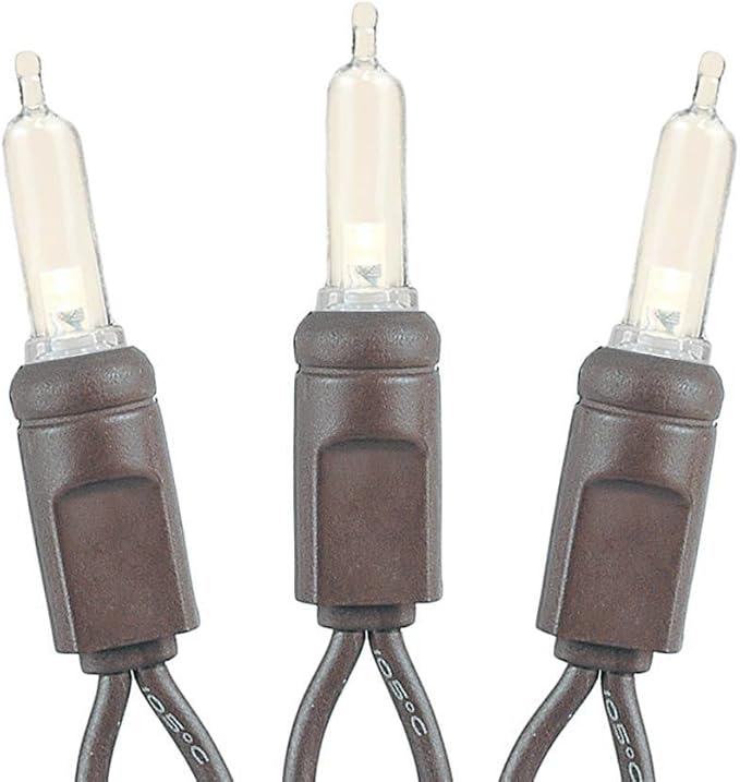 Novelty Lights Vintage Style T5 Warm White LED Christmas Lights, 35 Feet Brown Wire String of 70 Mini Bulbs, UL Listed Indoor/Outdoor Tree Lighting