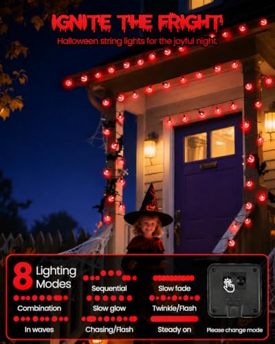 2 Pack 64FT 100 LED Crystal Globe Solar Christmas Lights, Red