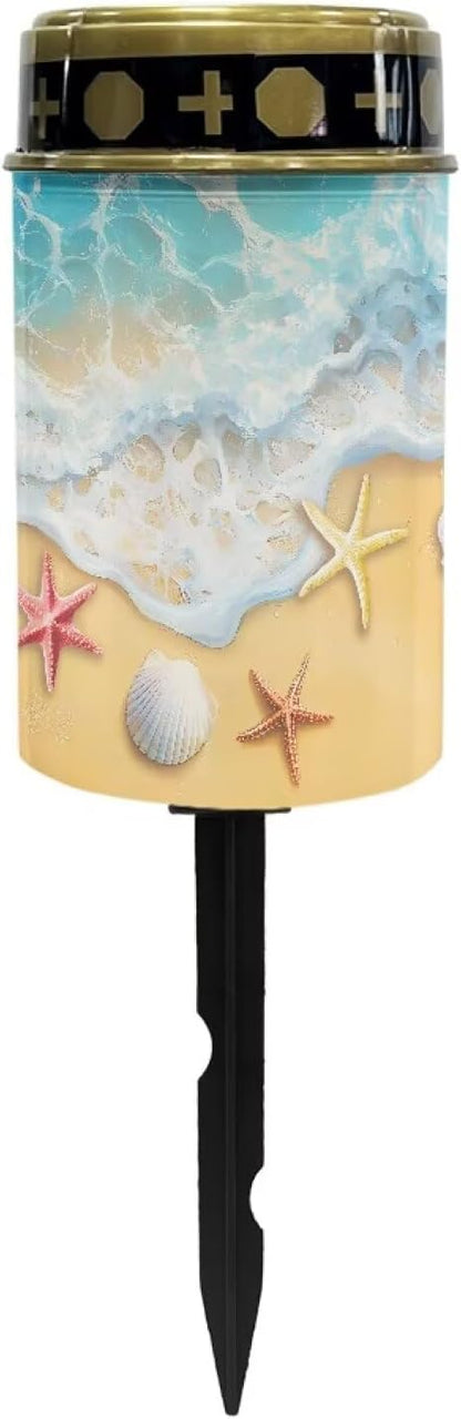 ZOUTAIRONG Seaside Starfish Design Solar Light for Cemetery Grave Durable Garden Lights Solar Powered Powered Pathway Lights Outdoor Cemetery Solar Lamp-1 Pack