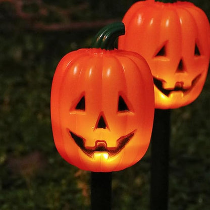 Solar Pumpkin Garden LED Stake Lights for Halloween Decorations Outdoor Waterproof Halloween Yard Stake Lights 1Set Of 5Pack For Garden Patio Yard Pathway Grave (Long Pumpkin)