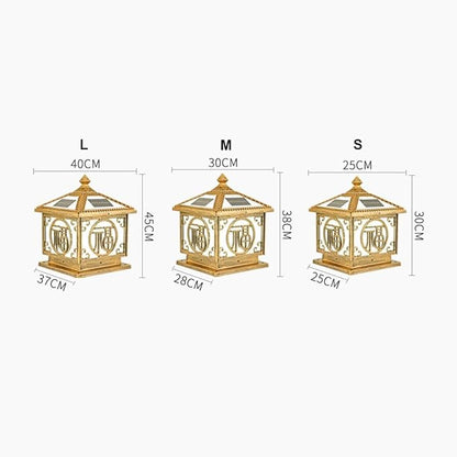Lights Outdoor IP65 Waterproof Rainproof Outdoor Solar Energy Pillar Post Light Metal Solar Column Lamp Fixture Retro Vintage Villa Garden Lantern E27 Edison Bronze Lawn Street Gate Lamp Lighting Stad