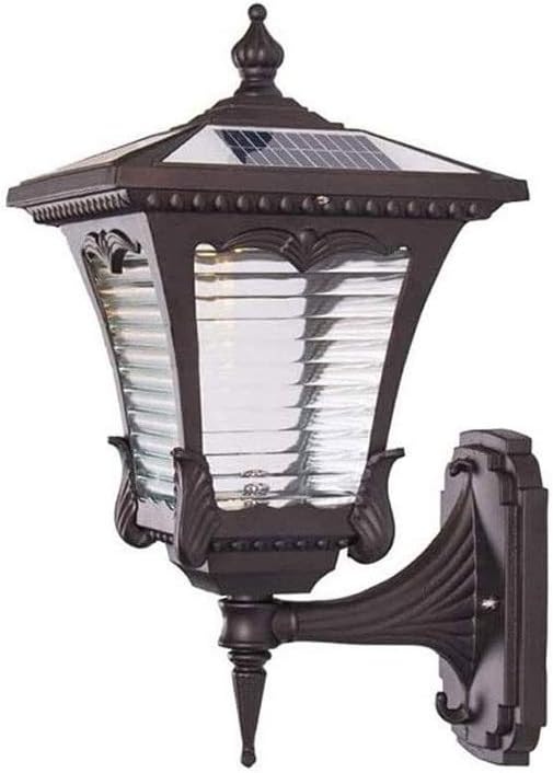 Wall Mounted Light Wall Lamp LED Solar Energy Remote Control Outdoor Balcony Vintage IP55 Waterproof Aluminum Glass Lantern Wall Light Balcony Patio Decoration Lighting Restaurant Cafe Garden (B