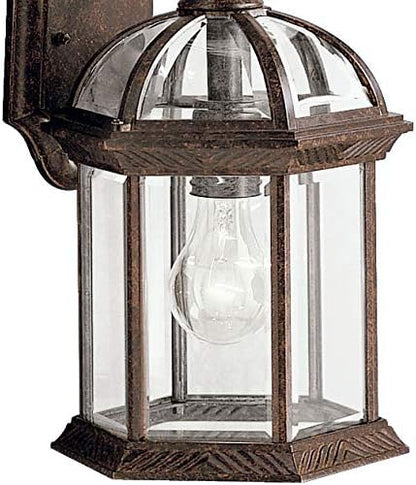 Kichler Barrie 15.5" 1 Light Outdoor Wall Light with Clear Beveled Glass in Tannery Bronze, 7 in