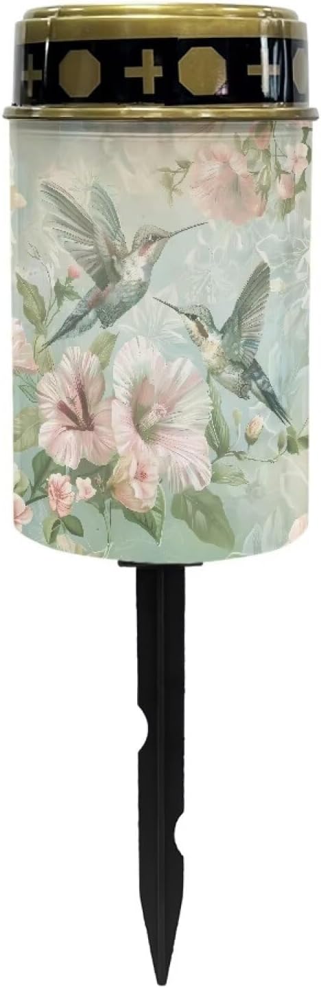 ZOUTAIRONG Flower Hummingbird Solar Light for Cemetery Grave Solar Garden Lights Solar Lights for Outside Solar Pathway Lights Outdoor Cemetery Solar Lights for Grave Solar Lights