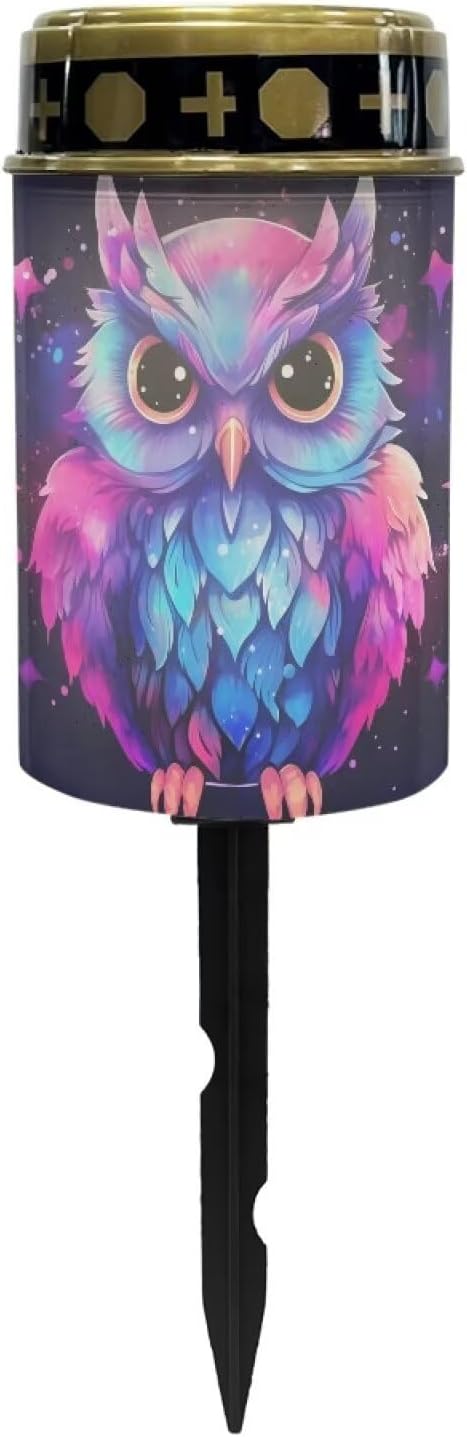 ZOUTAIRONG Solar Light for Cemetery Grave 4 Pack Solar Garden Lights Grave Decorations for Cemetery Solar Pathway Lights Outdoor Cemetery Solar Lights for Grave Solar Lights Night Owl