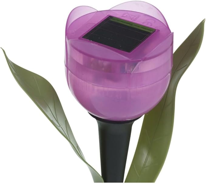 anso 6pcs Garden Tulip Flower Shape LED Solar Powered Lights Outdoor Yard Standing Decors (Purple)