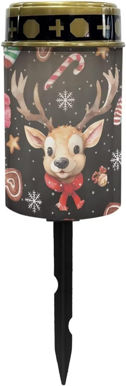 Reindeer Snowflake Solar Cross for Cemetery Outdoor Xmas Waterproof Solar Grave Lights Yard Park Decoration
