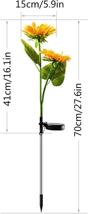 Solar Garden Lights Sunflower Solar Lights,Walkway Solar Lights Outdoor Waterproof | Waterproof Solar Pathway Lights with 2 Sunflowers for Garden Lawn Yard Pathway Decoration