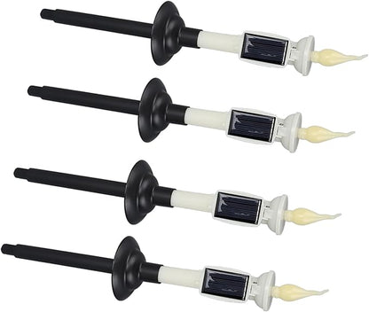 ViaGasaFamido 4pcs Solar Pathway Lights Outdoor Landscape Lights Tapered Candles Flickering Warm Yellow Light for Garden Yard with Bracket