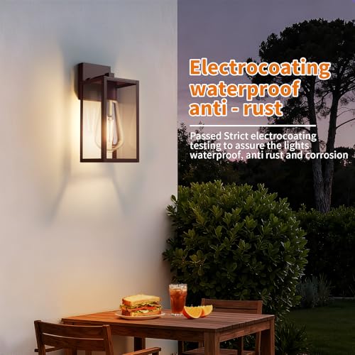 13'' Oil Rubbed Bronze Outdoor Light Fixtures Wall Mount, Large Front Porch Lights, Sensor Exterior Wall Sconce, Waterproof Lantern Lamp,Outside Coach Light for House,Garage,Yard