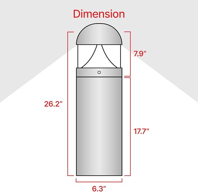 LightingLabs Led Bollard Landscape Lighting 10 Watts 26 Inch 3CCT 3000/4000/5000K 120-277V Outdoor Pathway Light | Lumora