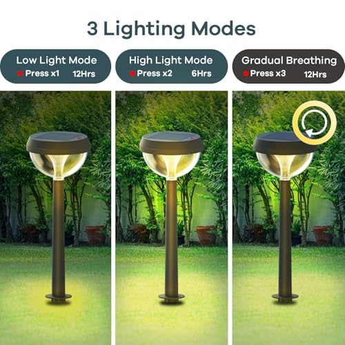 Linkind Solar Pathway Lights 8 Pack, Solar Lights Outdoor Warm White