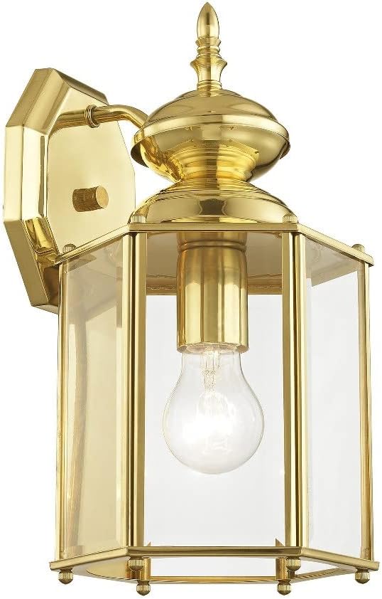 Livex Lighting 2007-02 Outdoor Wall Lantern with Clear Beveled Glass Shades, Polished Brass
