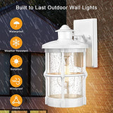 Outdoor Wall Sconces, Outdoor Wall Lights, Exterior Wall Mount Lighting, Modern Wall Light Fixture in White Finish with Seeded Glass for Front Porch, Entryway, Garage, Backyard, 2 Pac
