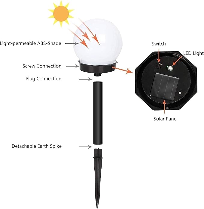 Solar Lights Outdoor, 8 Pack LED Solar Globe Powered Garden Light Waterproof for Yard Patio Walkway Landscape | Lumora