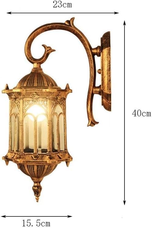 European Vintage Outdoor Wall Light,Retro Victorian Antique AlumiExpression artistique m Lantern,Transparent s Lampshade Waterproof Sconce for Garden Balcony Porch Exterior Landscape