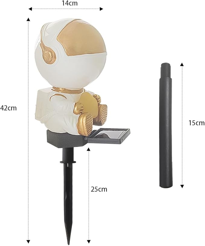 Solar Astronaut Stake Light Outdoor Changing Color Illuminating Decorative Solar Ground Stake Light for Patio Walkway Pathway Backyard Landscape Decoration (Gold)
