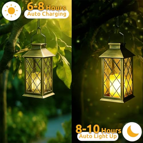 14'' Large Tempered Glass Solar Lanterns Outdoor Waterproof