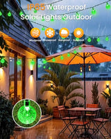 2 Pack 64FT 100 LED Crystal Globe Solar Christmas Lights, Green