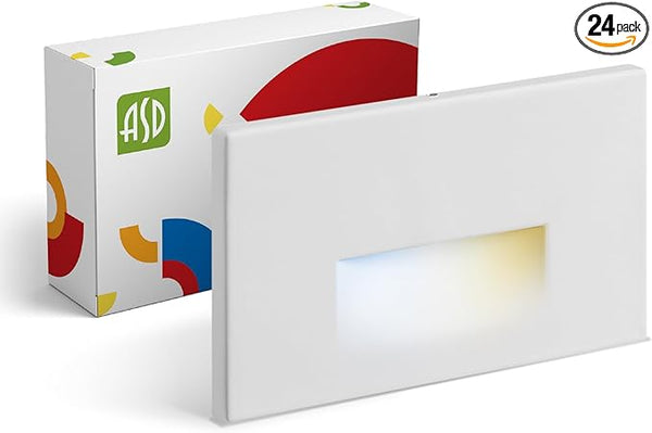 ASD LED Recessed Step Light Fixture, Outdoor & Indoor Stair Tread Lighting | 3CCT, Dimmable, Waterproof, ETL Listed | Lumora