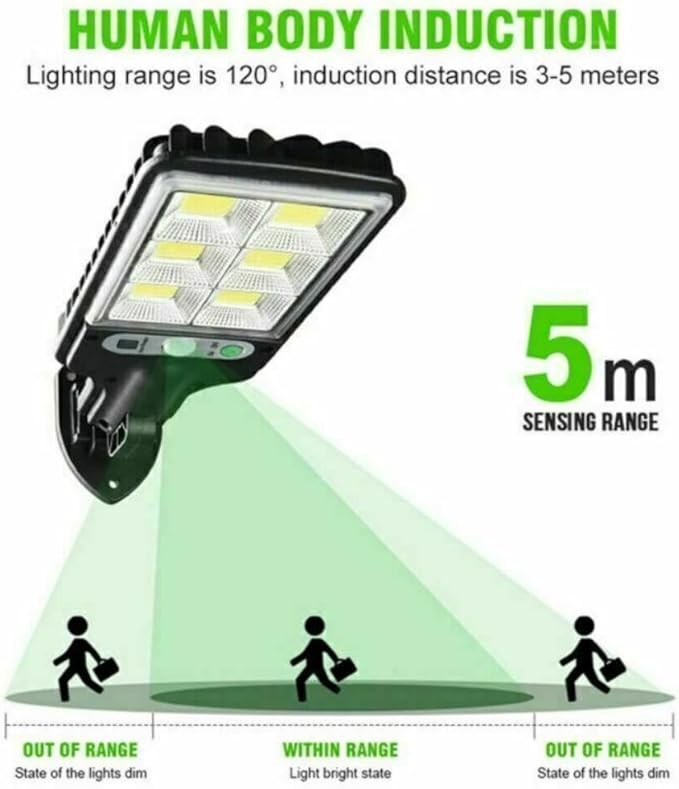 anso LED Solar Light Outdoor Garden PIR Motion Sensor 3 Modes Lamp Security Street Lamp Wall Yard (D,Without Remote)