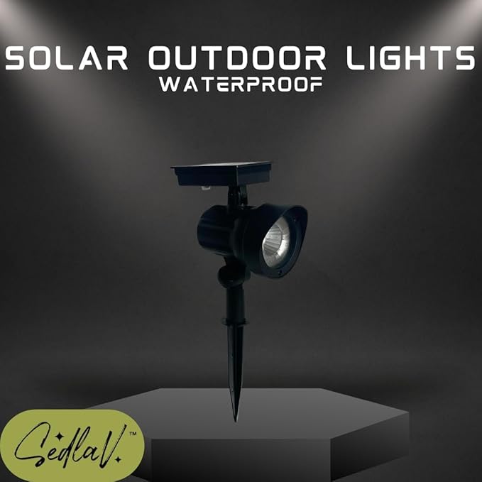 SEDLAV Solar Outdoor Lights Waterproof - Solar Powered Black Metal Color Lock LED Spotlight - Motion Sensor Outdoor | Lumora